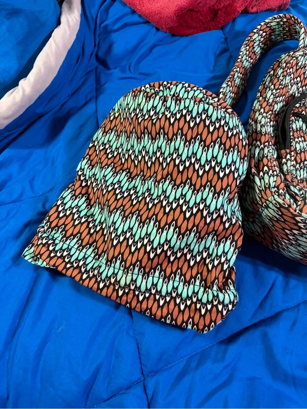 Vera Bradley Orange, Aqua & Black Patterned Cosmetic Bag Set
